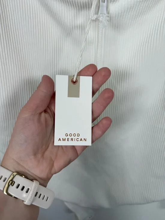 Good American Off Shoulder Half Zip Ribbed Bodysuit Cream Snap Close NWT 3XL (6) - Picture 10 of 16